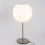 Faux Silk Bubble Table Lamp with Chrome Stem and Pull Chain