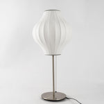 Faux Silk Bubble Table Lamp with Chrome Stem and Pull Chain