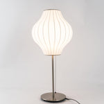 Faux Silk Bubble Table Lamp with Chrome Stem and Pull Chain