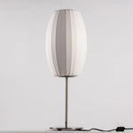 Faux Silk Bubble Table Lamp with Chrome Stem and Pull Chain