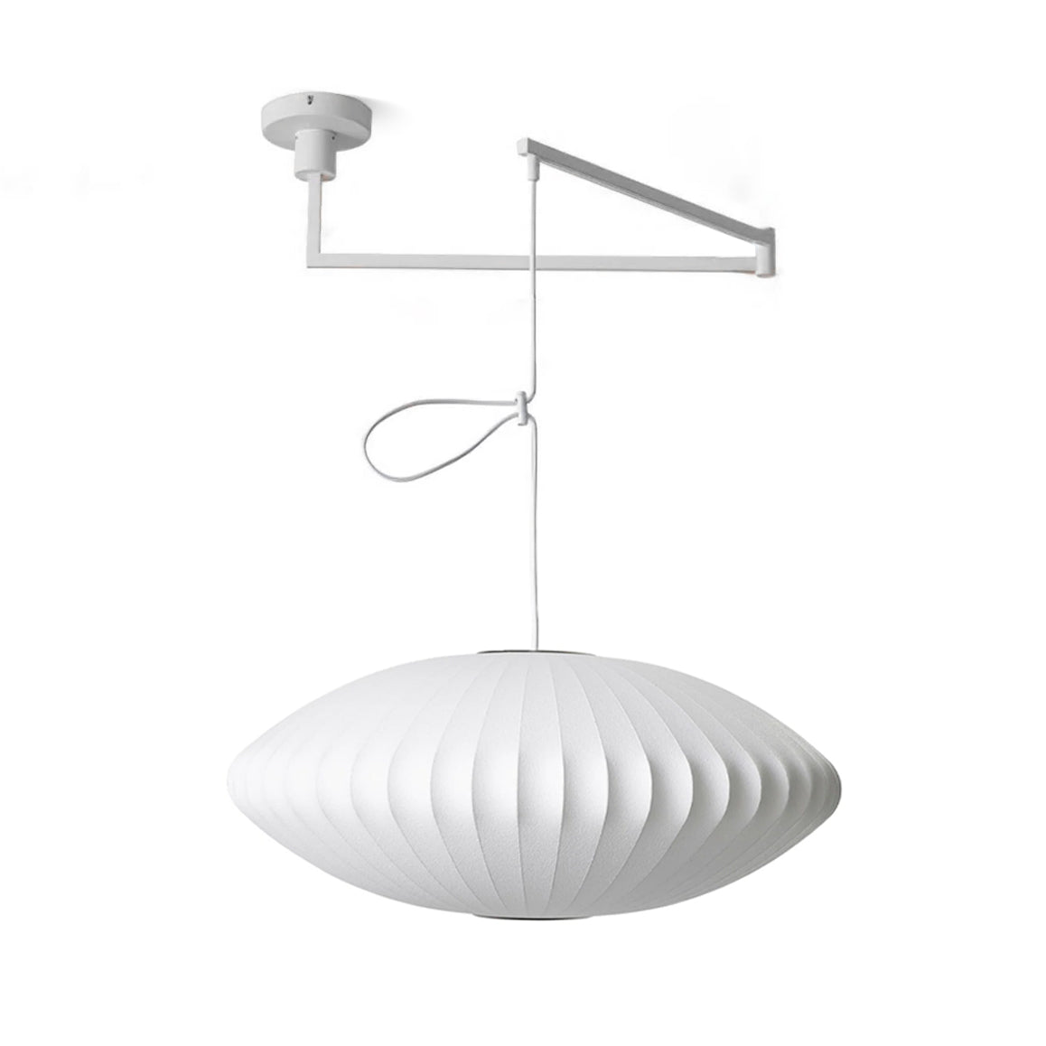 Bubble Silk Swing Arm Pendant Light – Adjustable Designer Ceiling Lamp