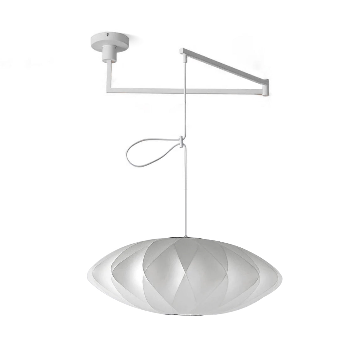 Bubble Silk Swing Arm Pendant Light – Adjustable Designer Ceiling Lamp