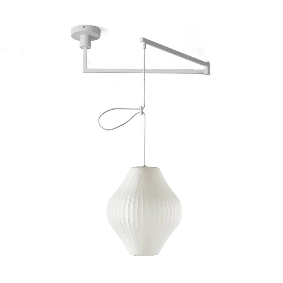 Bubble Silk Swing Arm Pendant Light – Adjustable Designer Ceiling Lamp