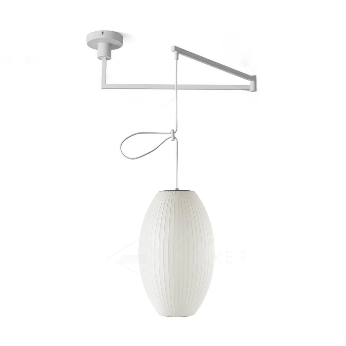 Bubble Silk Swing Arm Pendant Light – Adjustable Designer Ceiling Lamp