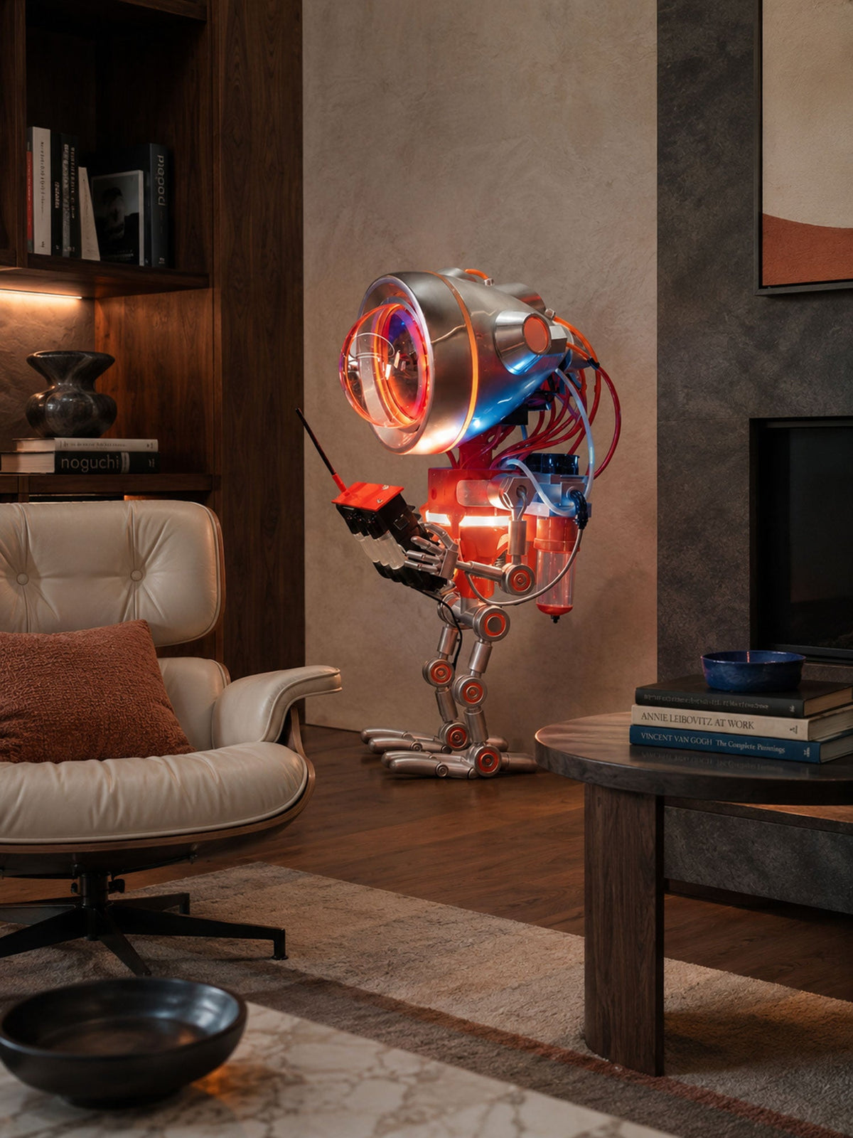 Neo Scout Robot Sculpture Floor Lamp with Glowing Visor