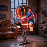 Neo Scout Robot Sculpture Floor Lamp with Glowing Visor