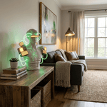 Neon Circuit Bust Sculpture Table Lamp – Classical Form with Cyber LED Accents