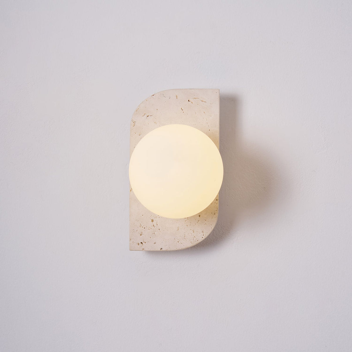 Elysian Travertine Wall Sconce with Glass Globes – Modern Natural Stone Lighting