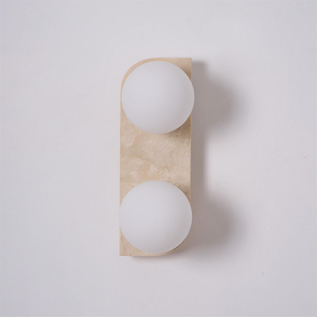Elysian Travertine Wall Sconce with Glass Globes – Modern Natural Stone Lighting