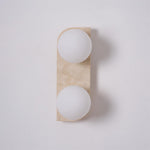 Elysian Travertine Plug-in Wall Sconce with Glass Globes