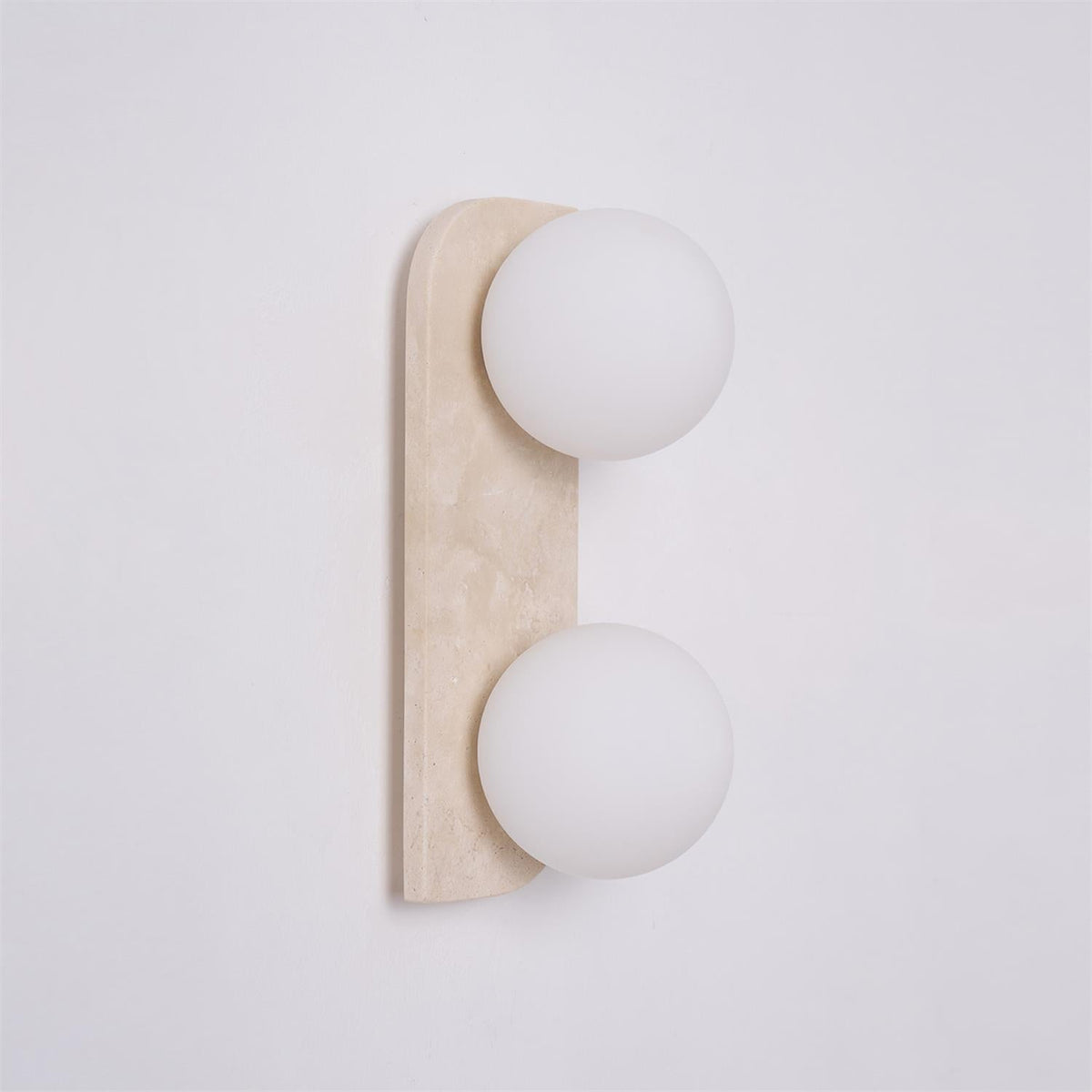 Elysian Travertine Wall Sconce with Glass Globes – Modern Natural Stone Lighting
