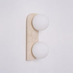 Elysian Travertine Wall Sconce with Glass Globes – Modern Natural Stone Lighting