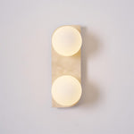 Elysian Travertine Wall Sconce with Glass Globes – Modern Natural Stone Lighting