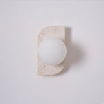 Elysian Travertine Plug-in Wall Sconce with Glass Globes