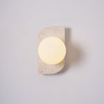 Elysian Travertine Wall Sconce with Glass Globes – Modern Natural Stone Lighting