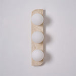 Elysian Travertine Plug-in Wall Sconce with Glass Globes