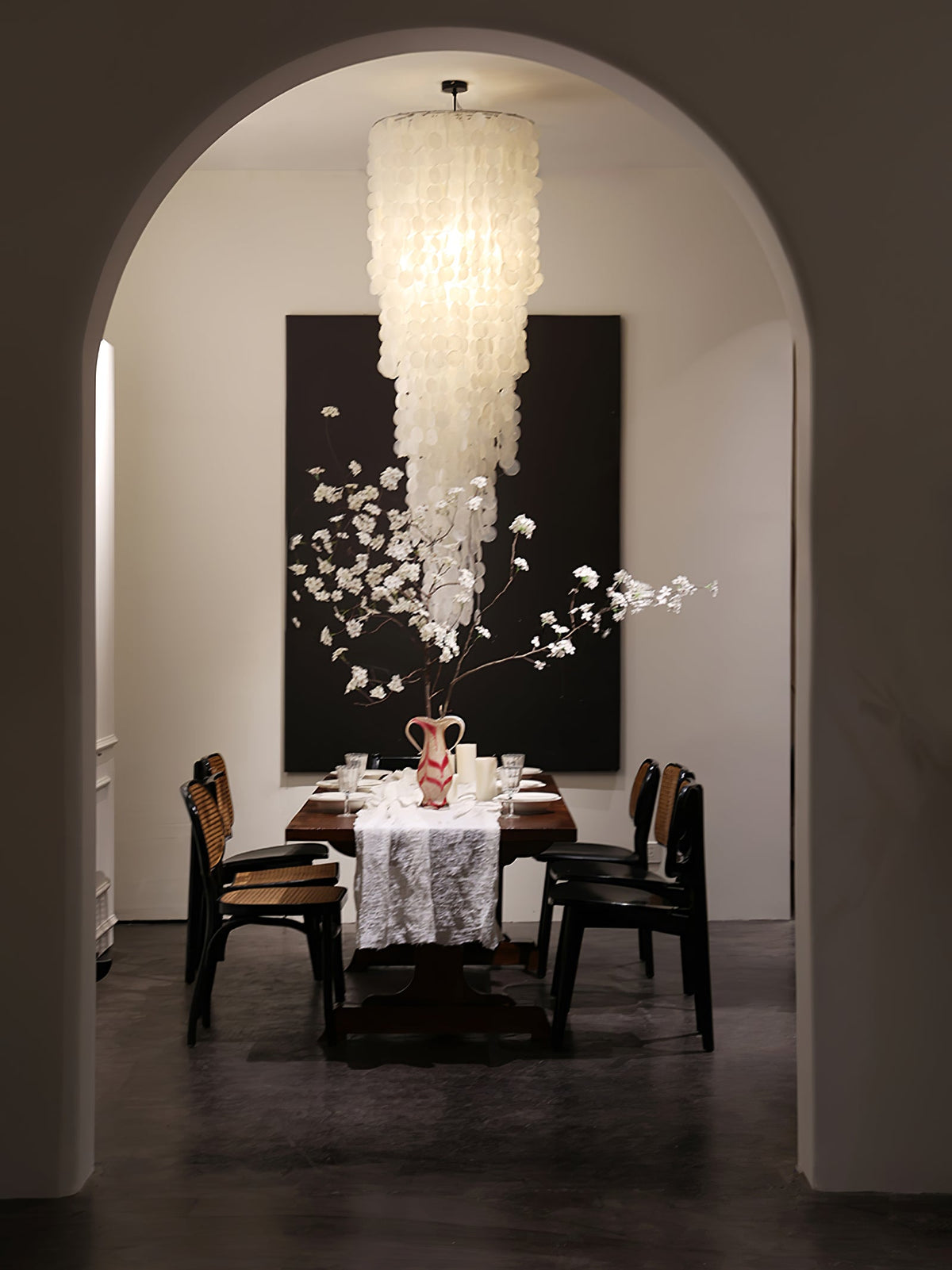 Nerida Shell Chandelier — Natural Shell & Gold Ring Pendant Light