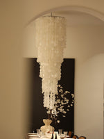 Nerida Shell Chandelier — Natural Shell & Gold Ring Pendant Light