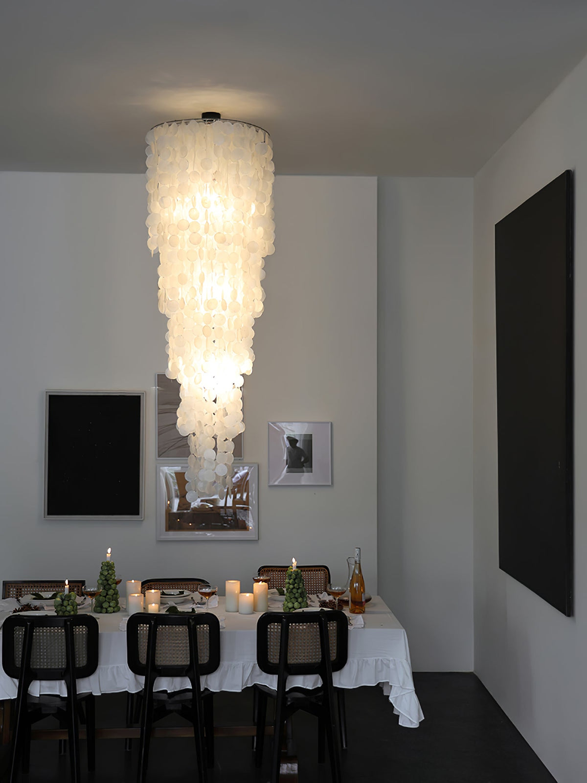 Nerida Shell Chandelier — Natural Shell & Gold Ring Pendant Light