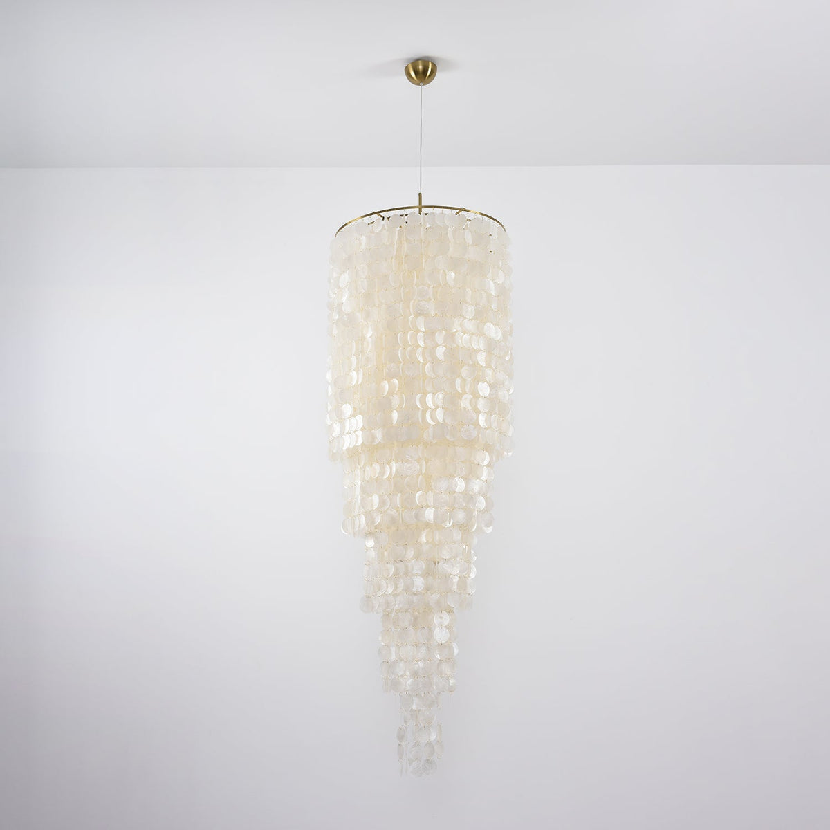 Nerida Shell Chandelier — Natural Shell & Gold Ring Pendant Light
