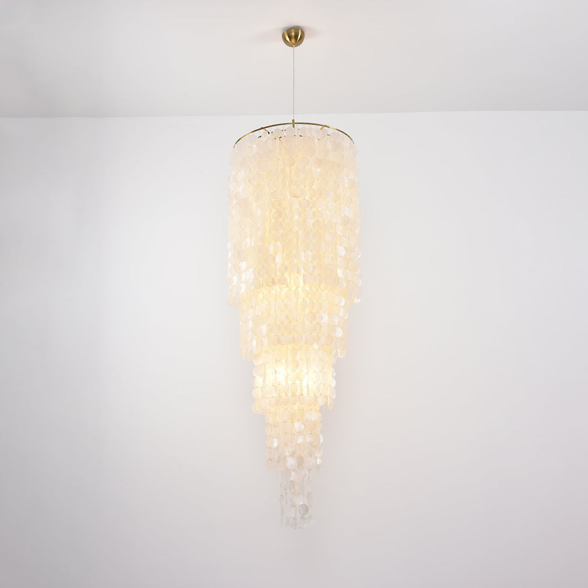 Nerida Shell Chandelier — Natural Shell & Gold Ring Pendant Light