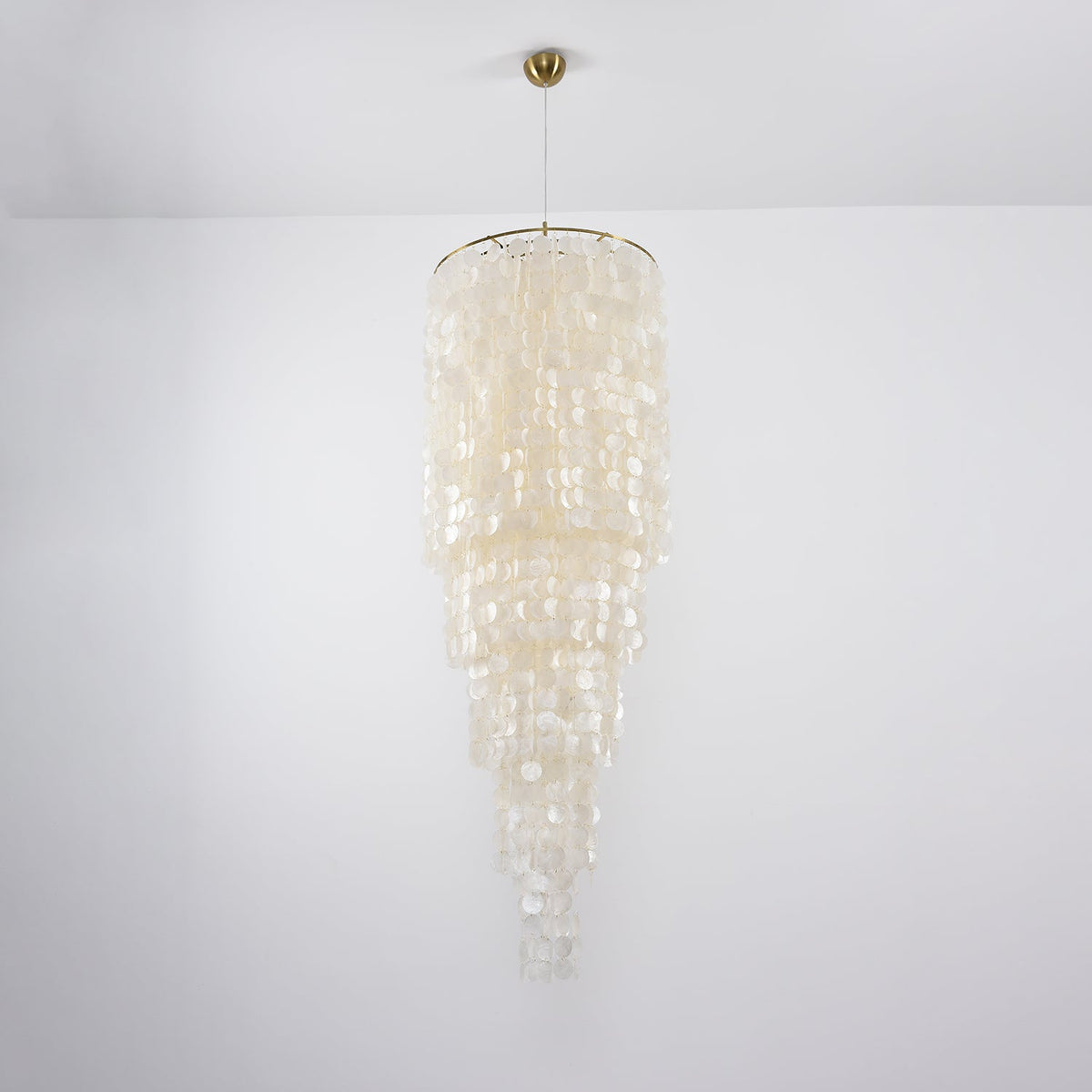 Nerida Shell Chandelier — Natural Shell & Gold Ring Pendant Light