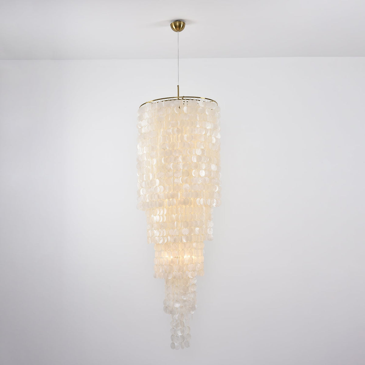 Nerida Shell Chandelier — Natural Shell & Gold Ring Pendant Light