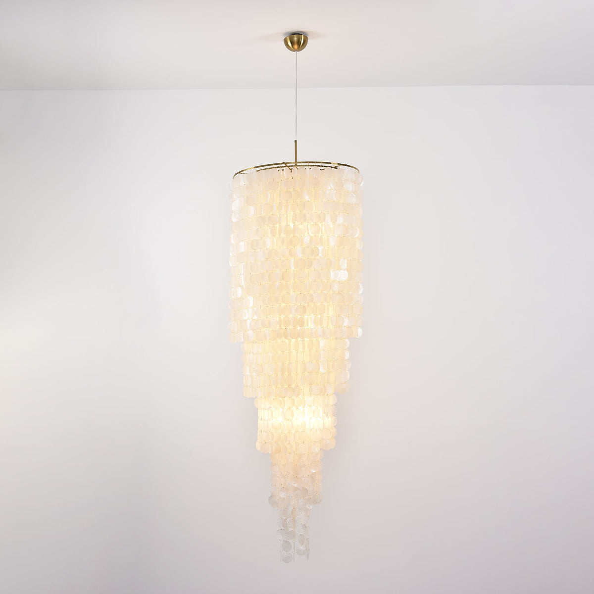 Nerida Shell Chandelier — Natural Shell & Gold Ring Pendant Light