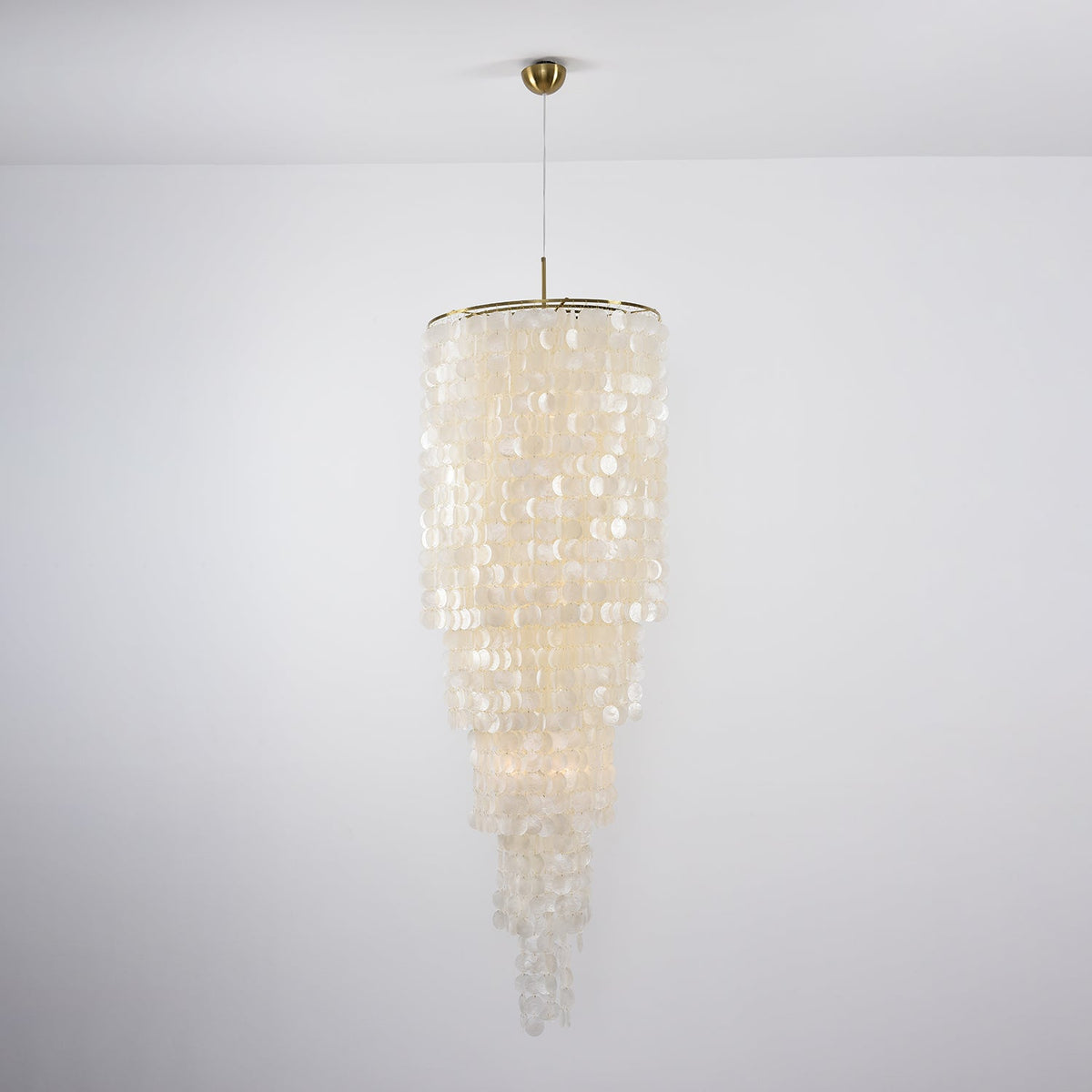 Nerida Shell Chandelier — Natural Shell & Gold Ring Pendant Light