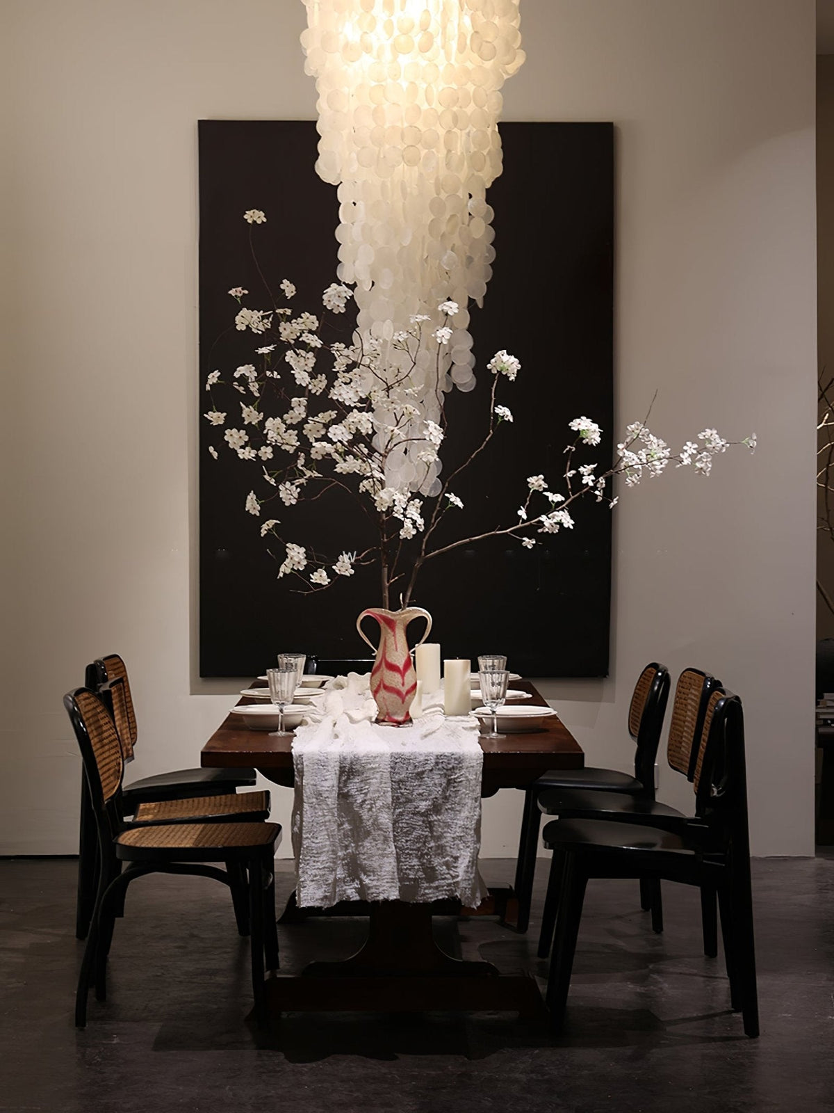 Nerida Shell Chandelier — Natural Shell & Gold Ring Pendant Light