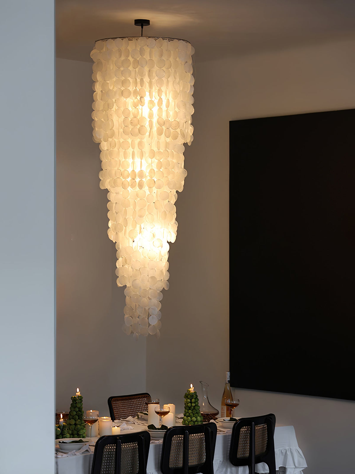 Nerida Shell Chandelier — Natural Shell & Gold Ring Pendant Light