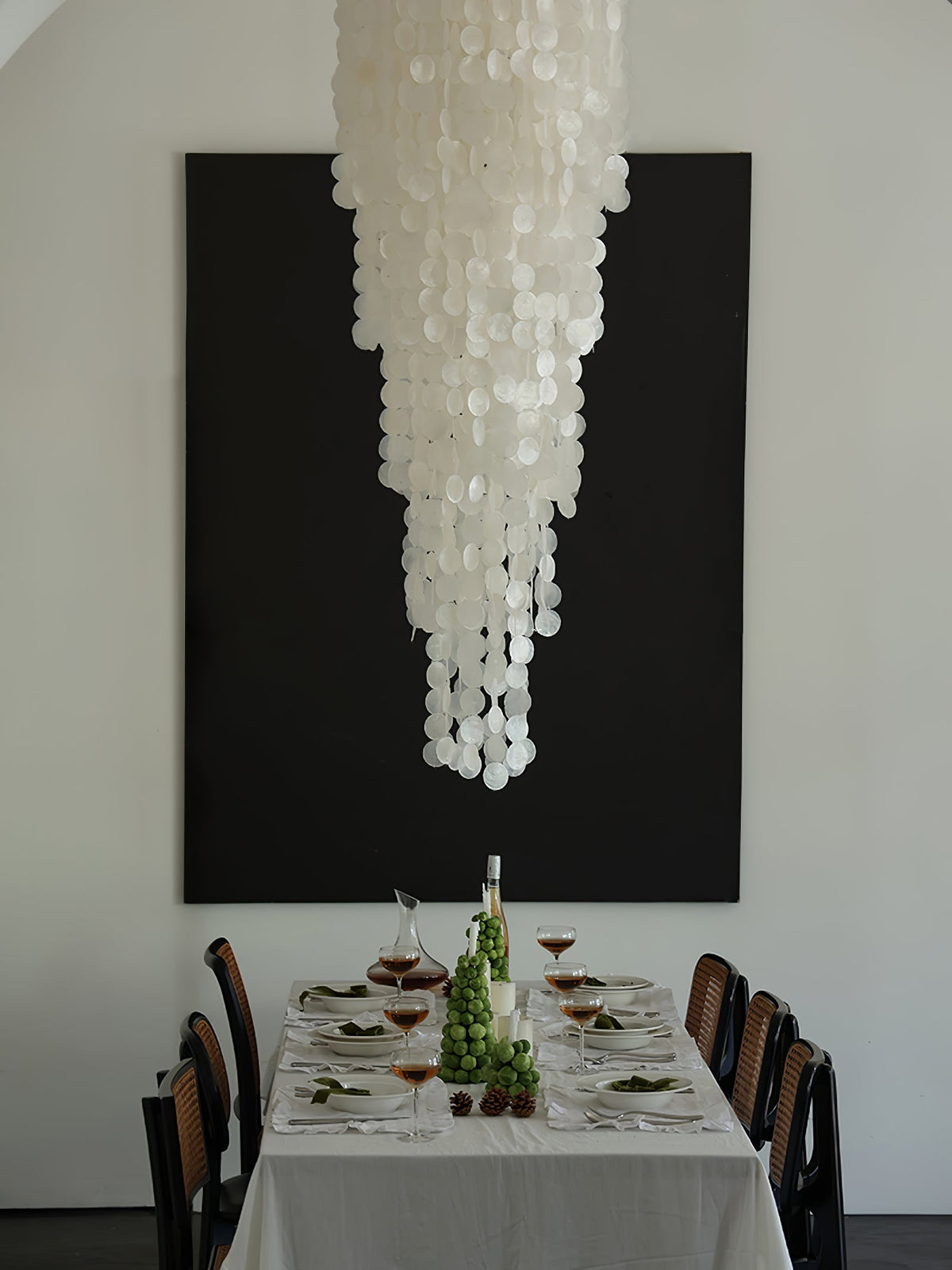 Nerida Shell Chandelier — Natural Shell & Gold Ring Pendant Light