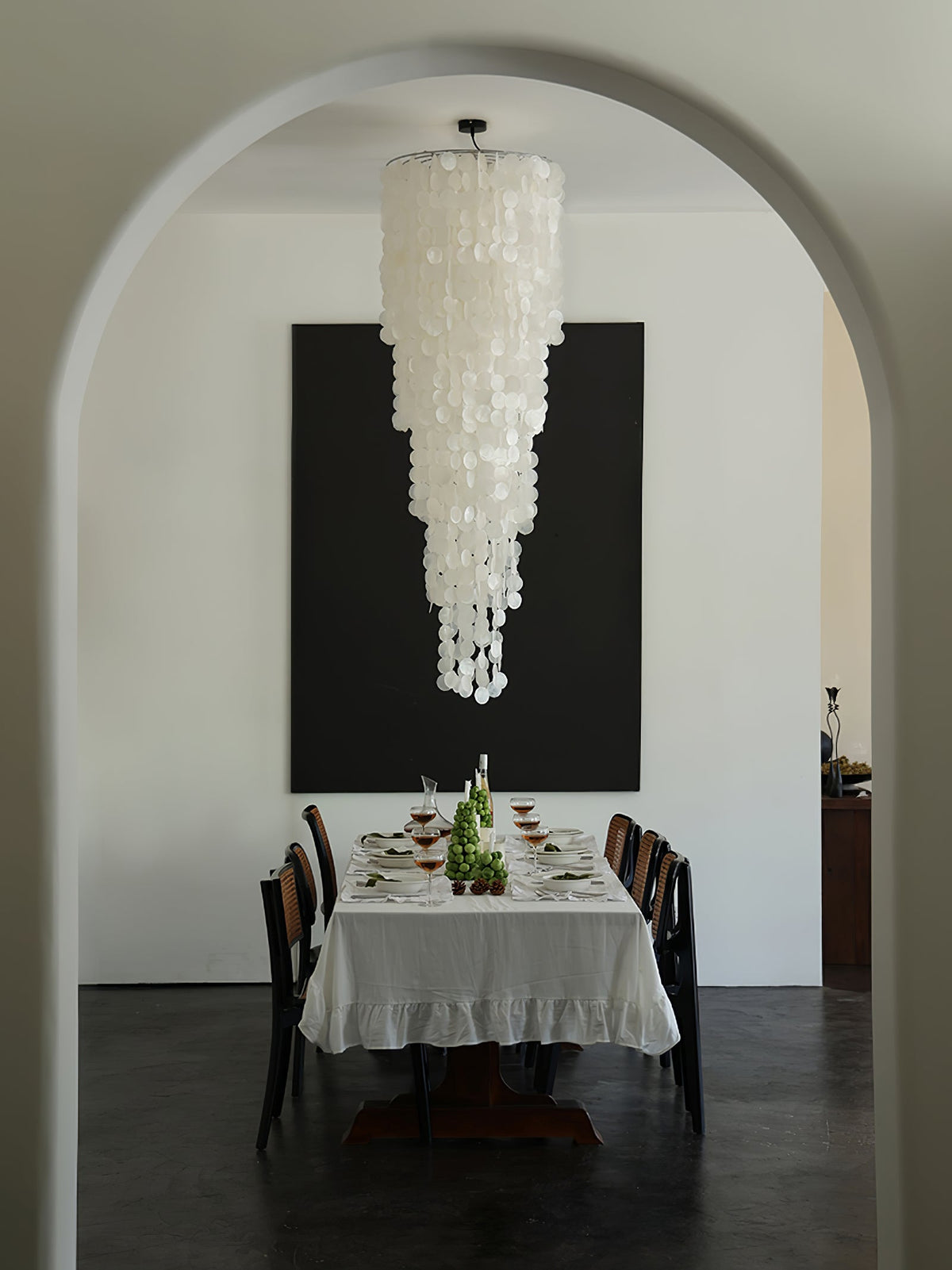 Nerida Shell Chandelier — Natural Shell & Gold Ring Pendant Light