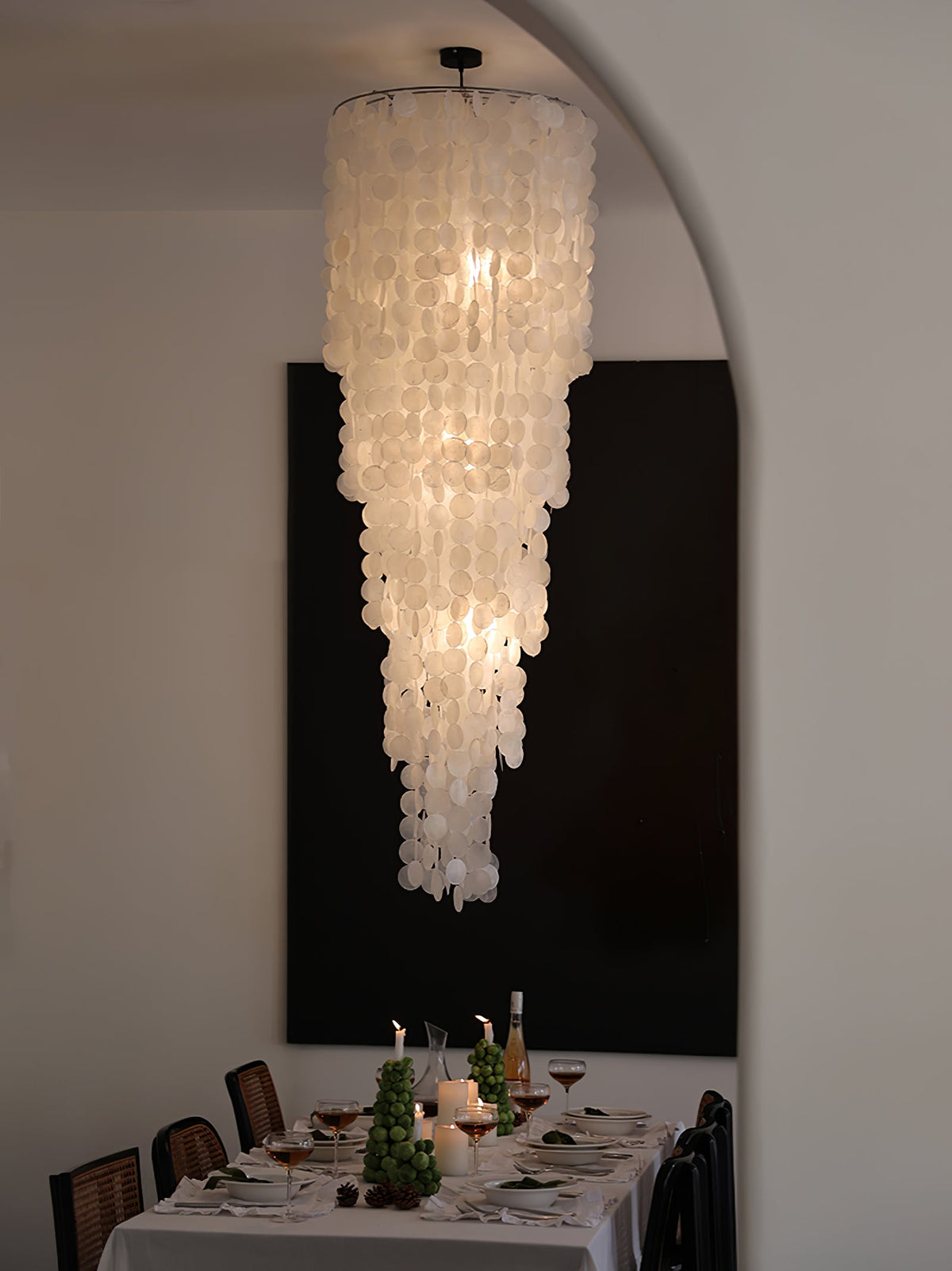 Nerida Shell Chandelier — Natural Shell & Gold Ring Pendant Light