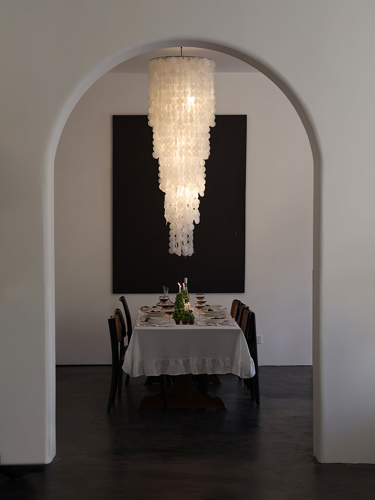 Nerida Shell Chandelier — Natural Shell & Gold Ring Pendant Light