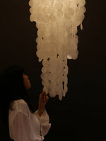 Nerida Shell Chandelier — Natural Shell & Gold Ring Pendant Light