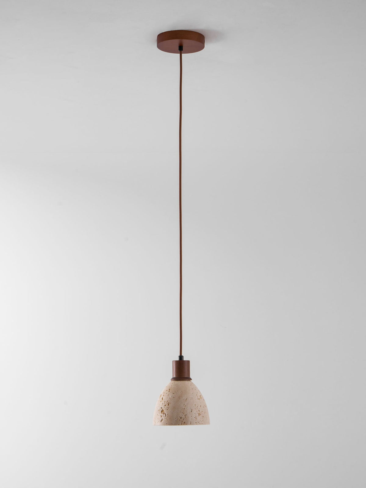 Nerio Pendant Light in Natural Travertine and Wood