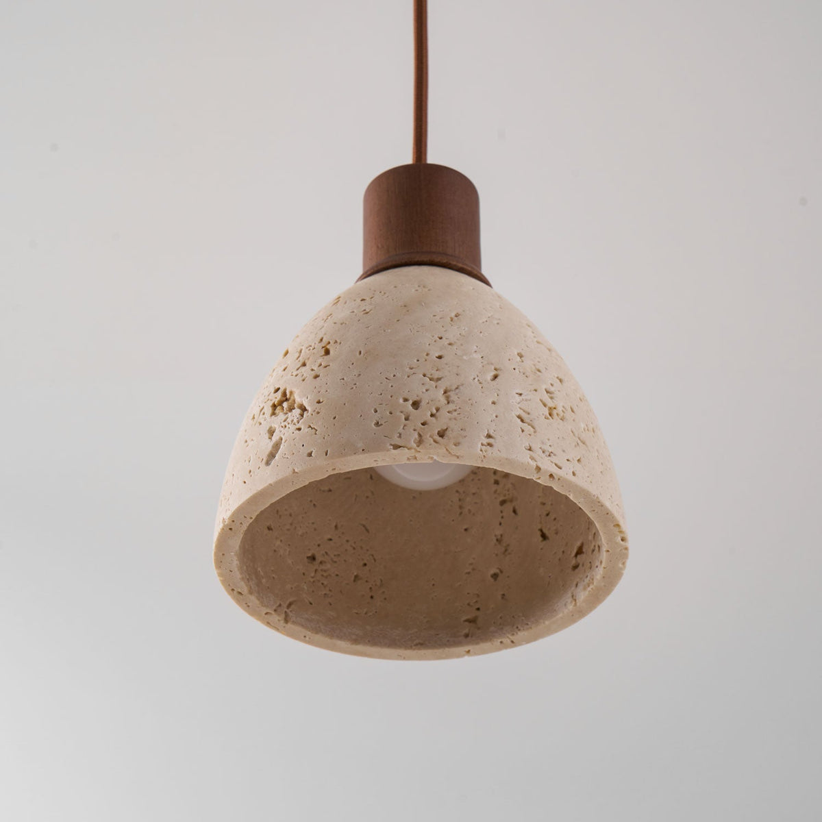 Nerio Pendant Light in Natural Travertine and Wood