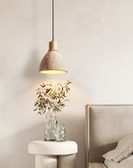 Nerio Pendant Light in Natural Travertine and Wood