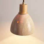 Nerio Pendant Light in Natural Travertine and Wood