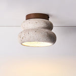 Neris Ceiling Light in Yellow Travertine and Walnut