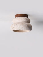 Neris Ceiling Light in Yellow Travertine and Walnut