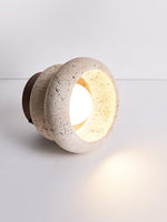 Neris Ceiling Light in Yellow Travertine and Walnut