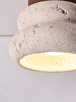 Neris Ceiling Light in Yellow Travertine and Walnut