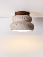 Neris Ceiling Light in Yellow Travertine and Walnut