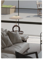 Neris Sculptural Table Lamp with Wooden Base and Brass Stem