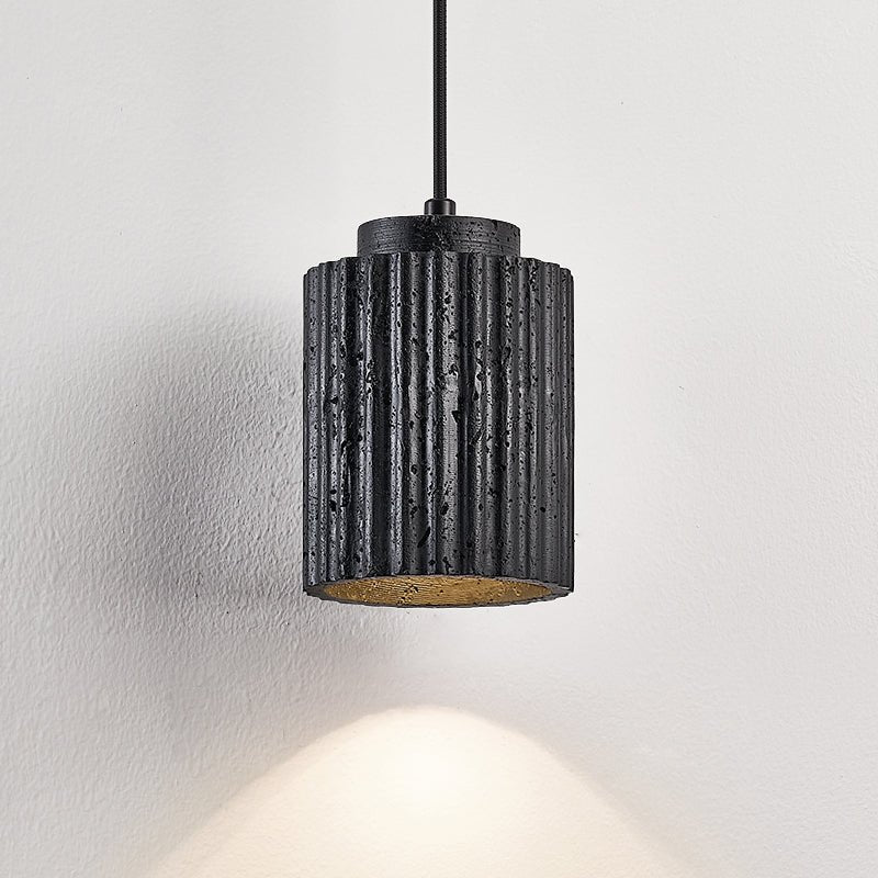 Nero Ridge Pendant Light – Black Travertine Modern Hanging Lamp