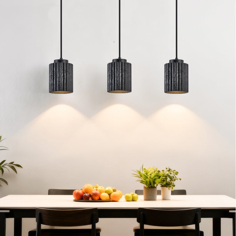 Nero Ridge Pendant Light – Black Travertine Modern Hanging Lamp