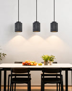 Nero Ridge Pendant Light – Black Travertine Modern Hanging Lamp