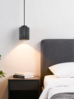 Nero Ridge Pendant Light – Black Travertine Modern Hanging Lamp
